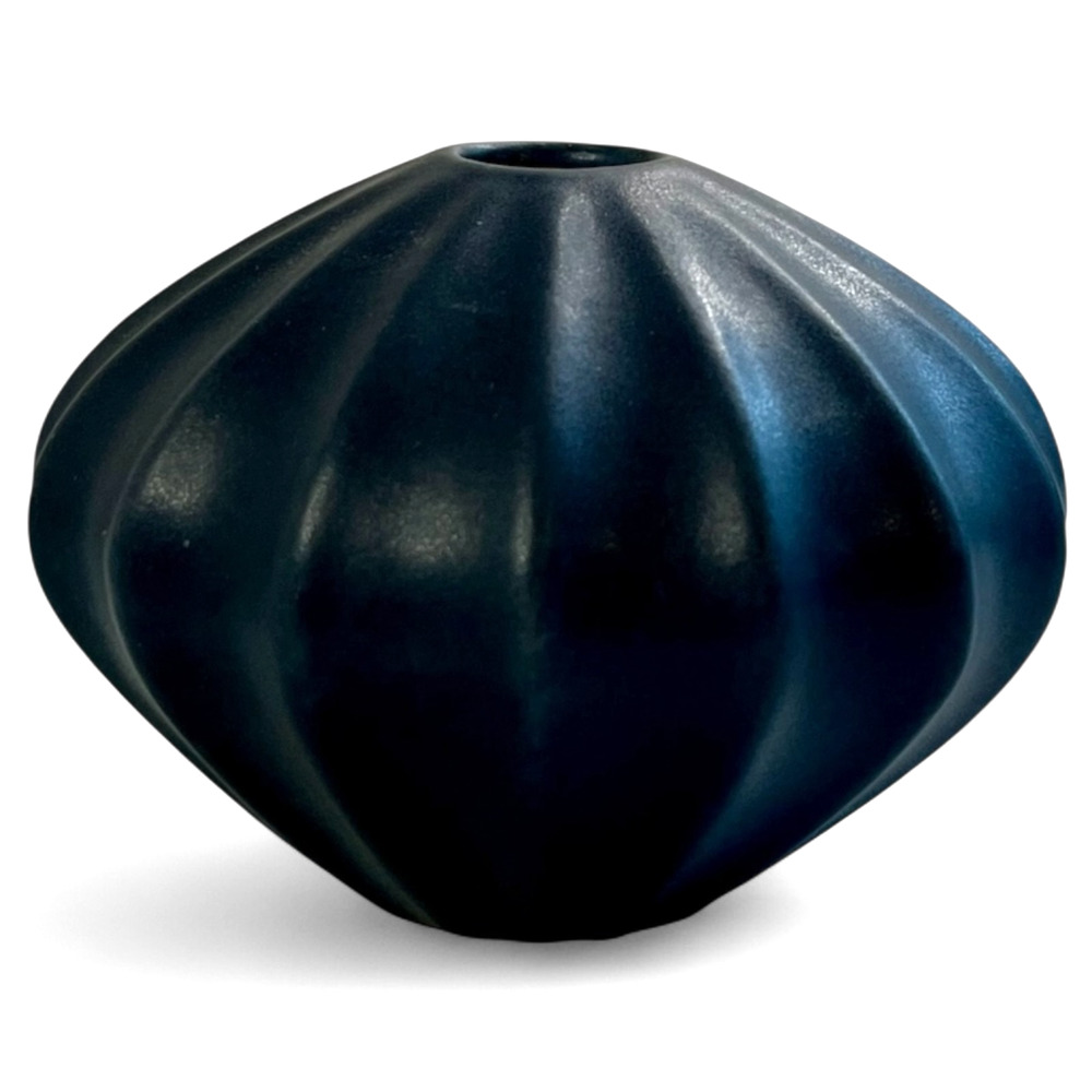 Jonathan Adler Vase Gourd Urchin Ribbed Lantern Black Vintage HTF Bud Mini 2.5"